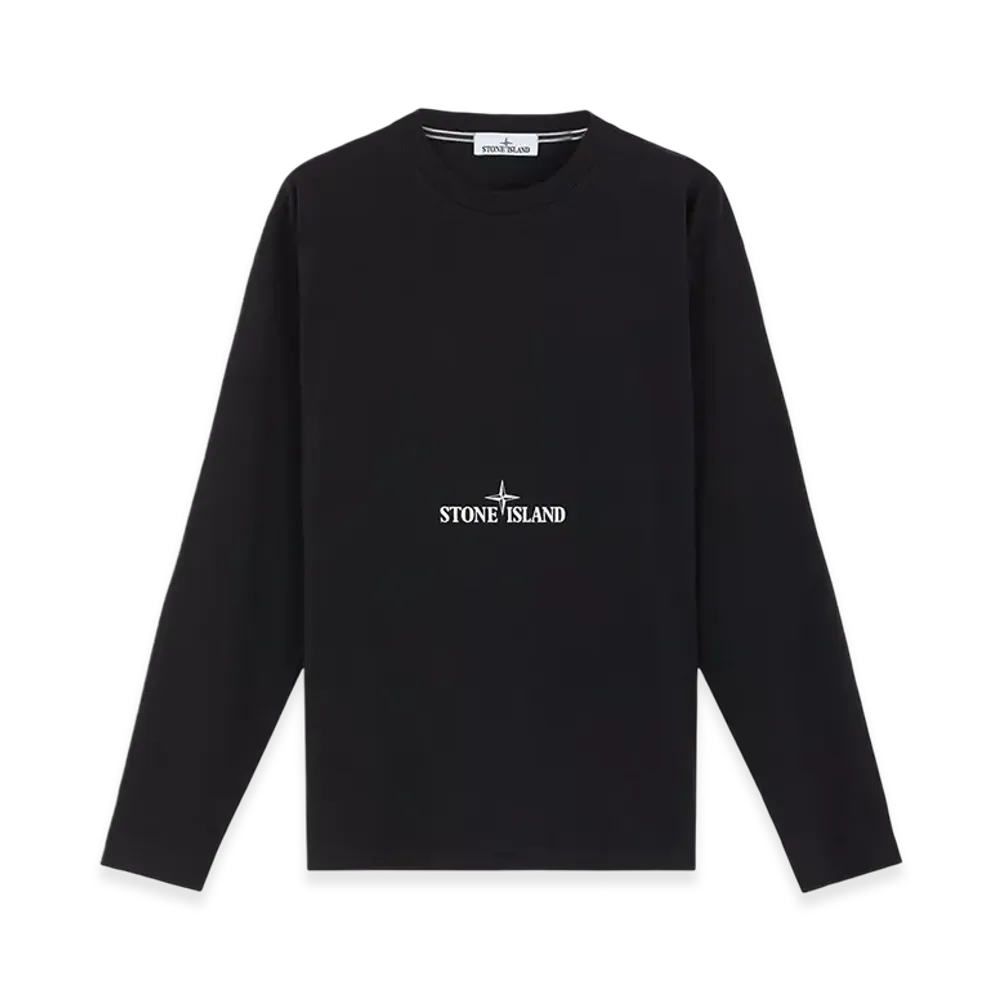 Stone Island 2RDE8 24/2 Cotton Jersey Long-Sleeve T-Shirt with Camouflage Print - 24FW "Black"