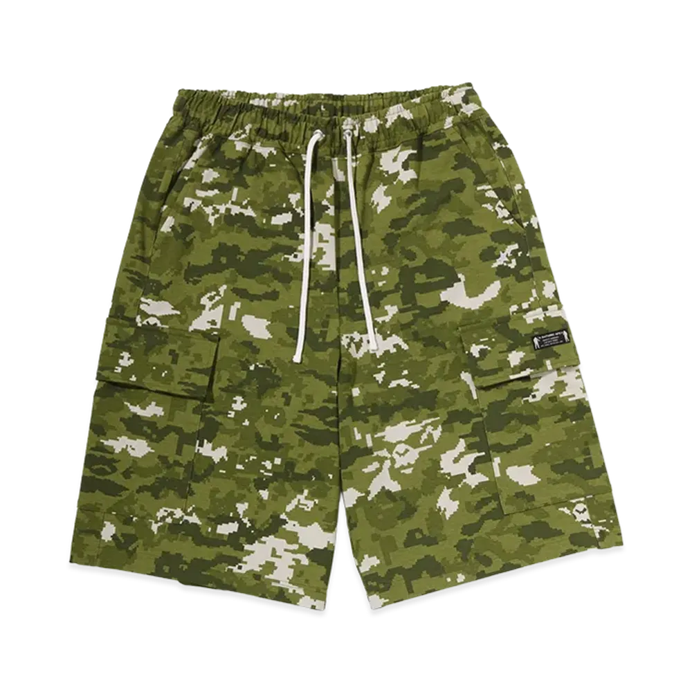 A BATHING APE Multi Pixel Camo Bape Sta Logo Cargo
Relaxed Fit Sweat Shorts "Green"