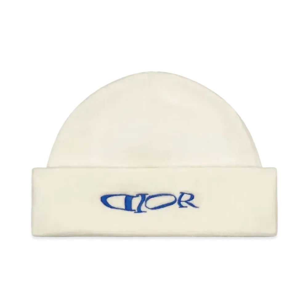 Dior x LEWIS HAMILTON Beanie Wool and Cashmere Blend Knit "Ecru/Blue"