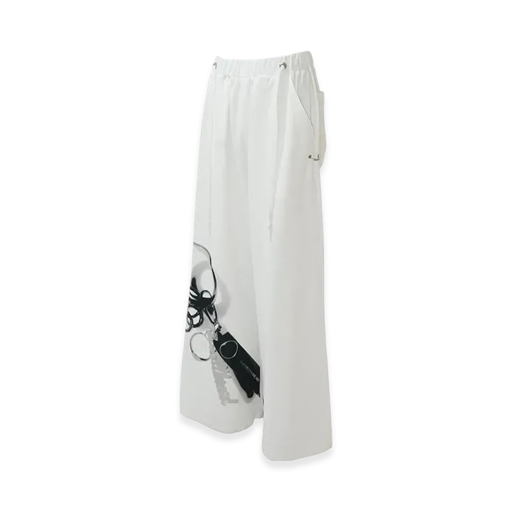 THEREDTHREAD S Print Sweat Pants Charm "White"