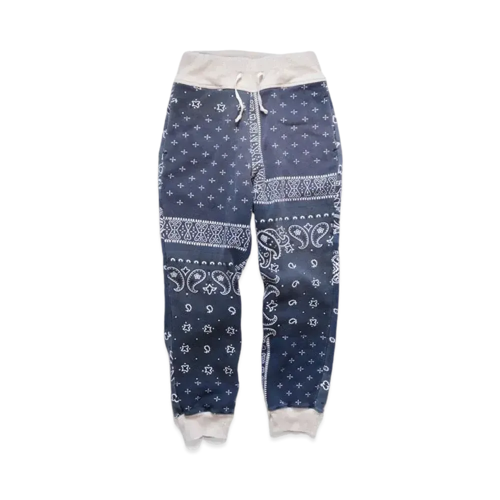 KAPITAL Fleece Bandanna Sweat Rib Pants "Purple Navy"