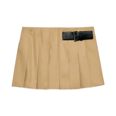 PRADA Women's Twill Miniskirt with Leather Belt "Cord"