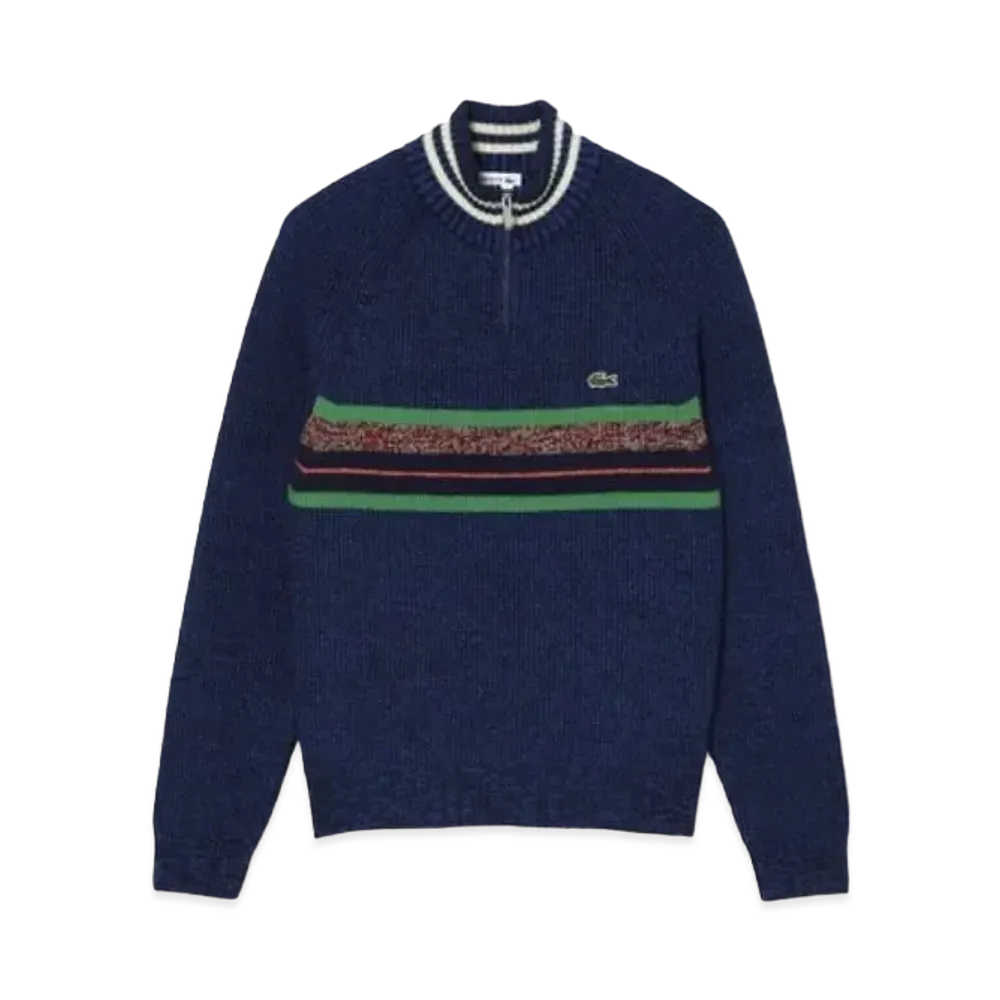LACOSTE French Maid Half Zip Knit Sweater "Navy"