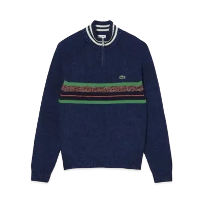 LACOSTE French Maid Half Zip Knit Sweater "Navy"
