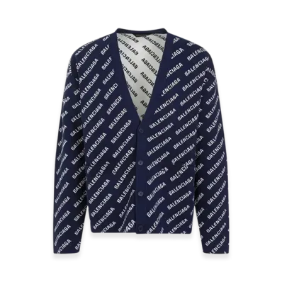BALENCIAGA All Over Cardigan "Navy White"