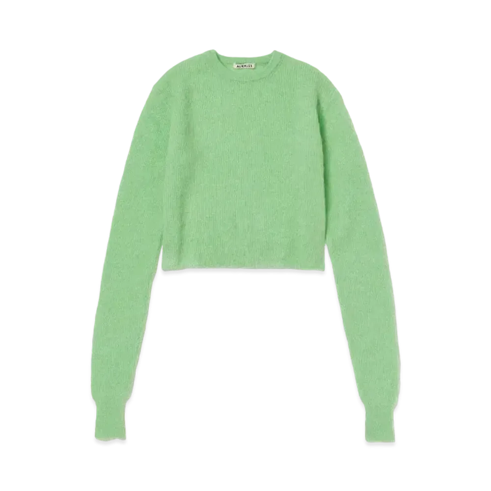 AURALEE Baby Suri Alpaca Sheer Knit P/O "Light Green"