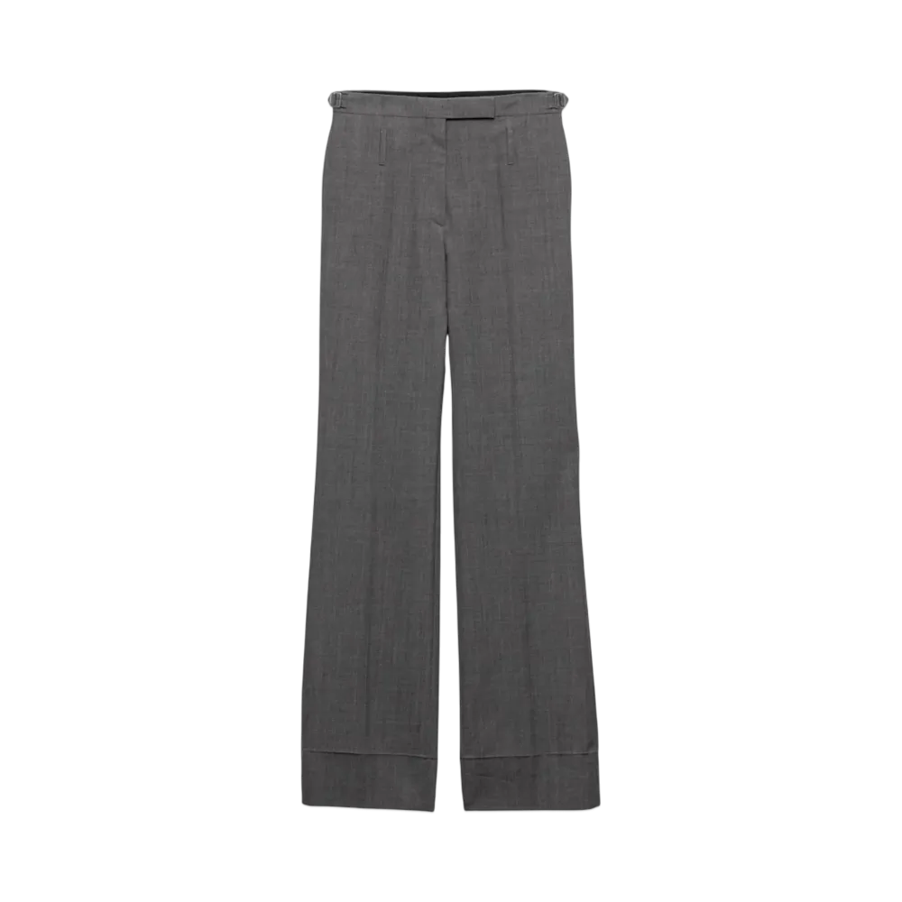 PRADA Women's Technical Wool Pants with Belt "Gray"