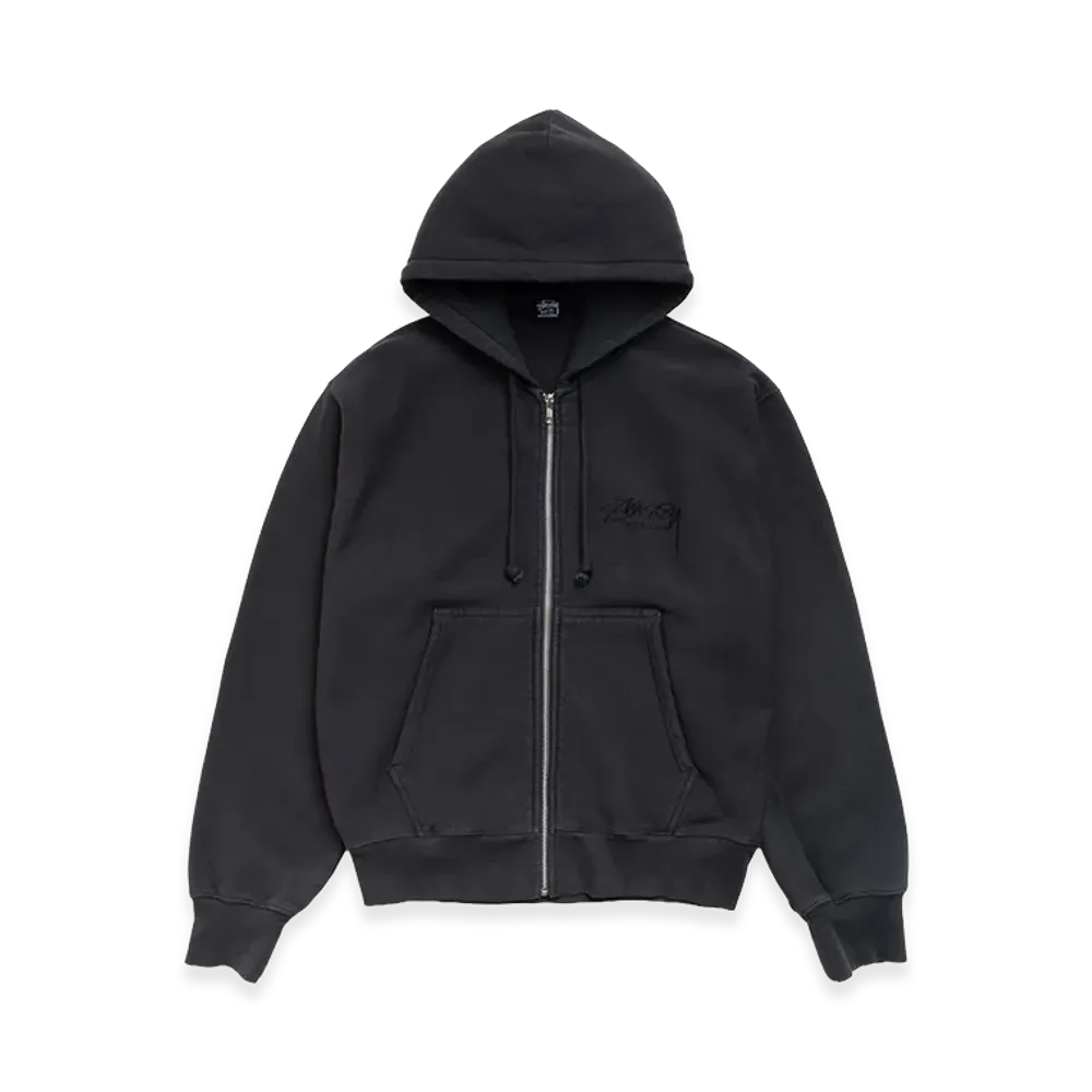 Stussy Beach Roots Zip Hoodie Garment Dyed "Faded Black"