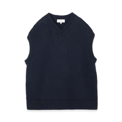 STUDIO NICHOLSON Knit Vest Spun "Dark Navy"