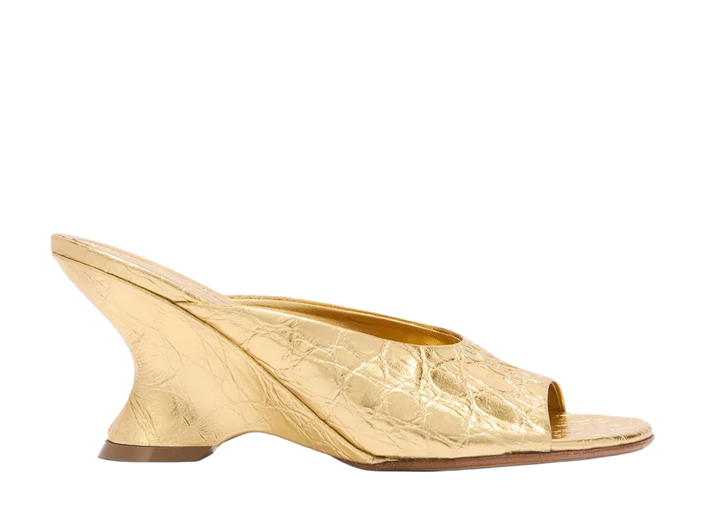 DRIES VAN NOTEN Women's Open-Toe Leather Mules "Gold"