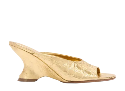 DRIES VAN NOTEN Women's Open-Toe Leather Mules "Gold"