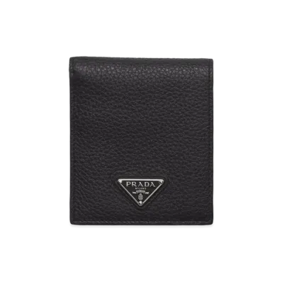 PRADA Leather Wallet with Coin Purse "Black/Loden Green"