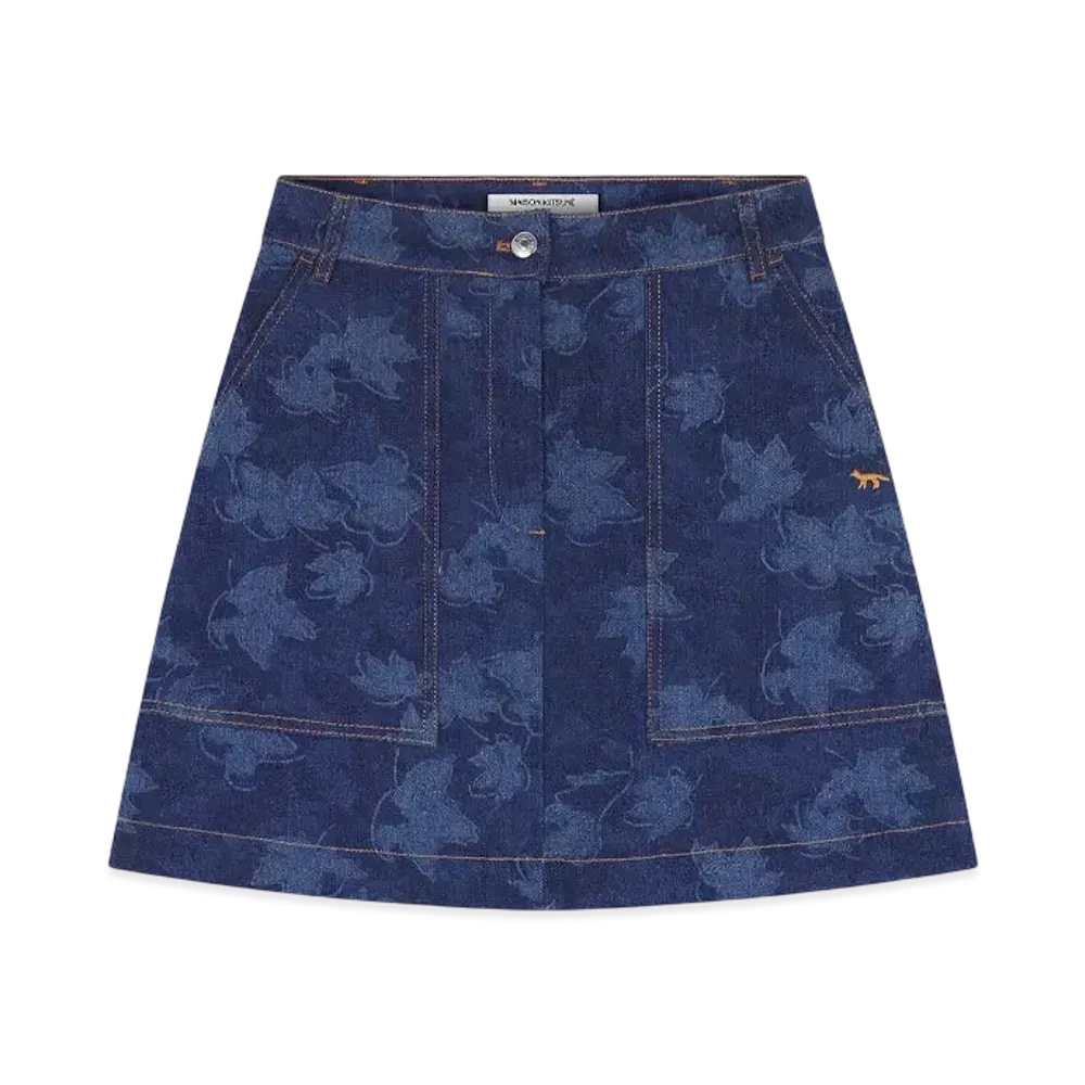 Maison Kitsune Mini Skirt "Falling Leaves Laser Print"