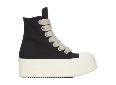 Rick Owens Women's DRKSHDW SS26 Mega Bumper Jumbolace Sneaks 13oz Overdyed Denim "Black/Milk"