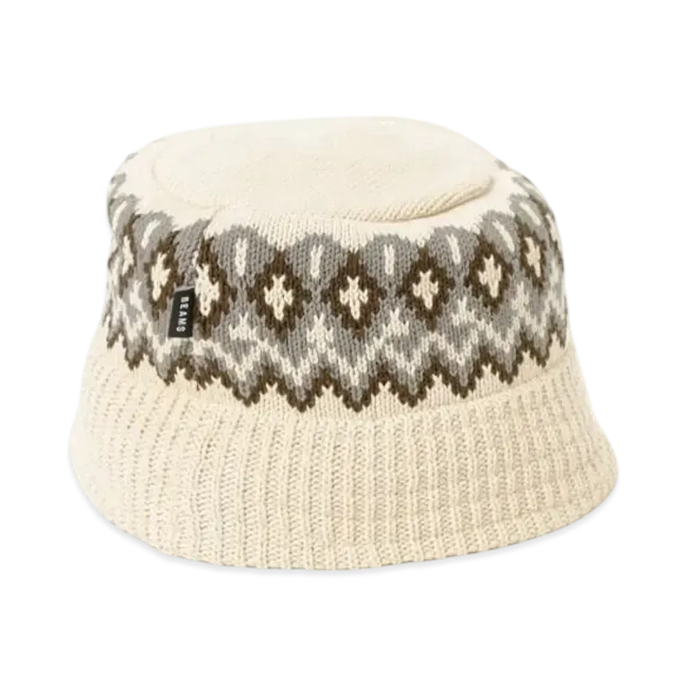 BEAMS Jacquard Knit Bucket Hat "OffWhite"