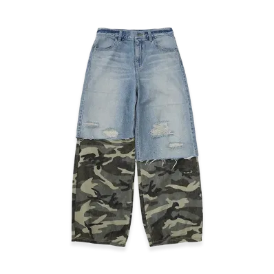 X-Girl Women's Faded Camo Layered Pants "Light Indigo"