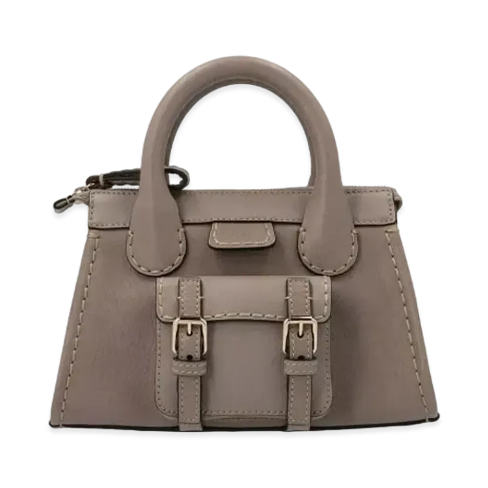 Chloe Edith Mini Bag In Buffalo Leather "Grey"