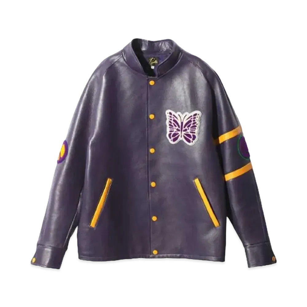 Needles Letterman Jacket - Cowhide Lthr. "Purple"