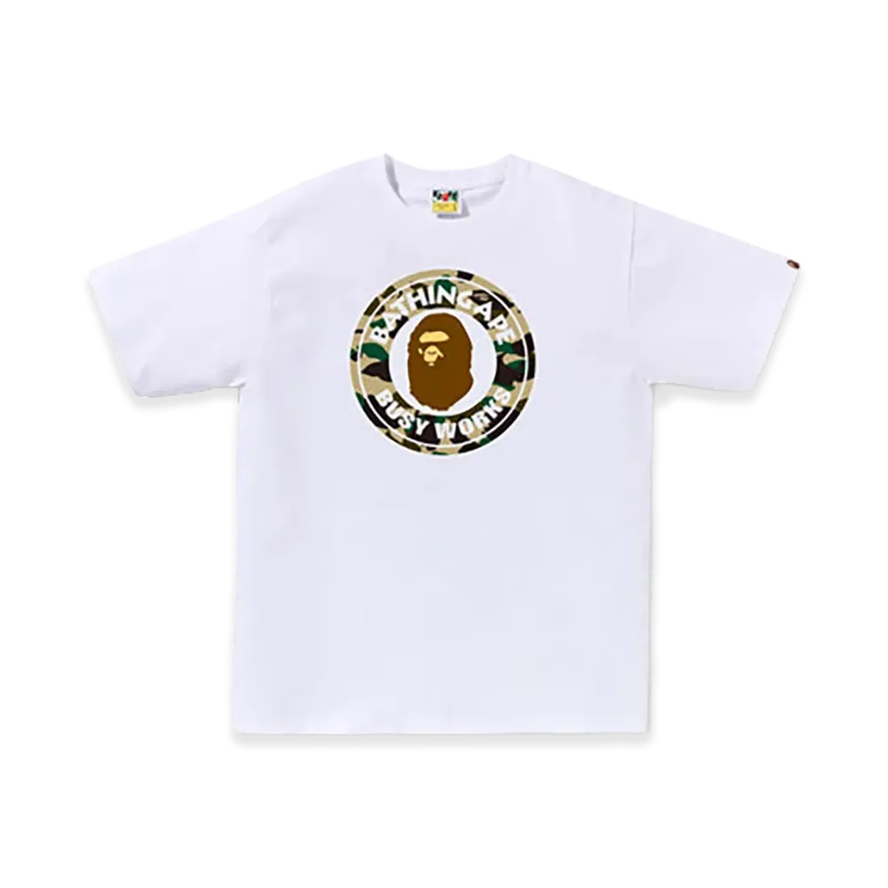 A BATHING APE 1ST Camo Busy Works Tee "White/Yellow"