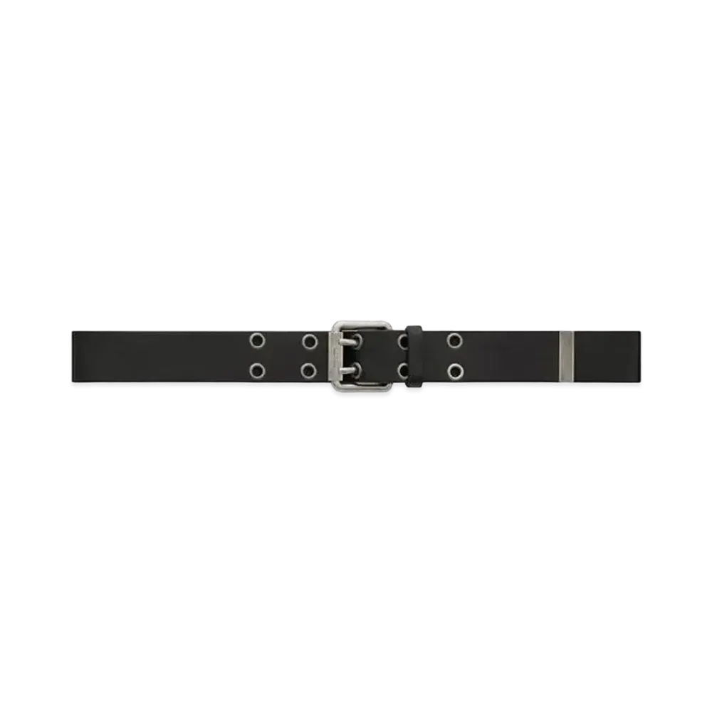 Saint Laurent Motorcycle Buckle Wide Belt In Leather And Metal "Black"