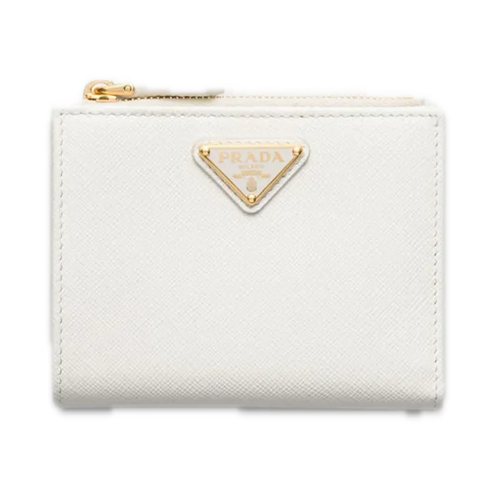 PRADA Saffiano Triangle Wallet "White"