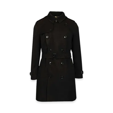 Burberry Kensington Heritage Mid-Length Trench Coat "Black"