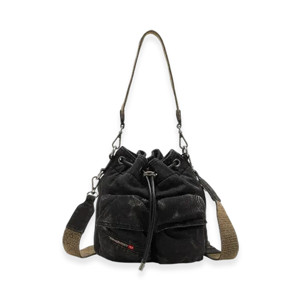 Diesel Multi-Pkts Bucket x Multi-Pkts-Multipocket Bucket Bag In Washed Denim "Black"