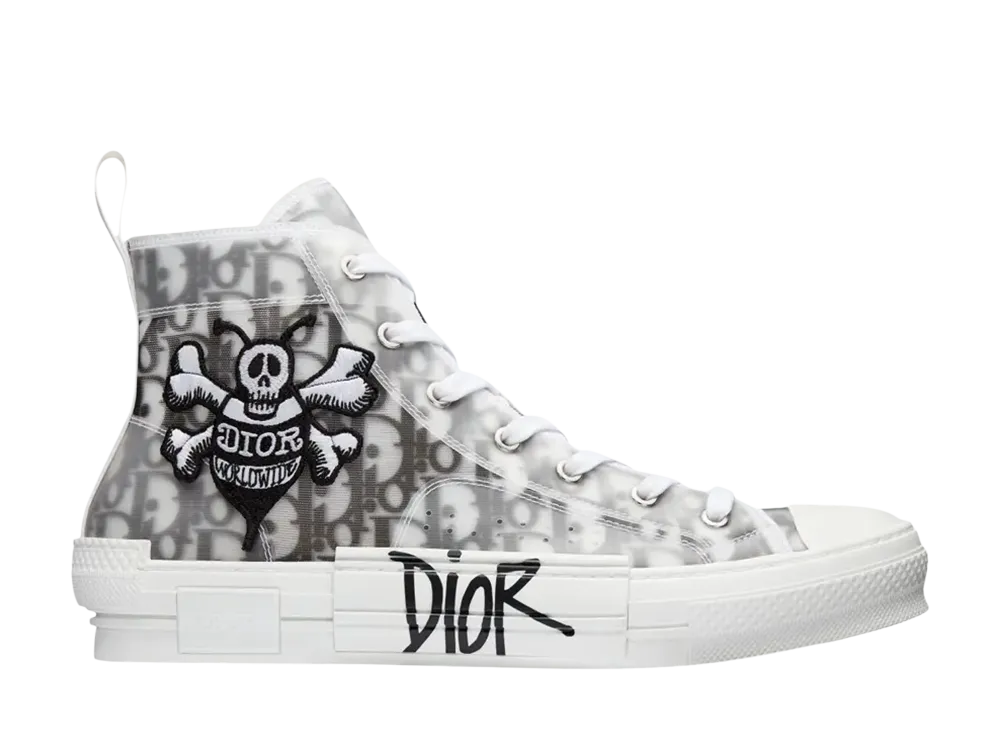 Dior × Shawn Stussy B23 High Top Sneaker Dior Oblique Bee Embroidery Patch "White"