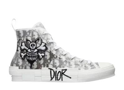Dior × Shawn Stussy B23 High Top Sneaker Dior Oblique Bee Embroidery Patch "White"