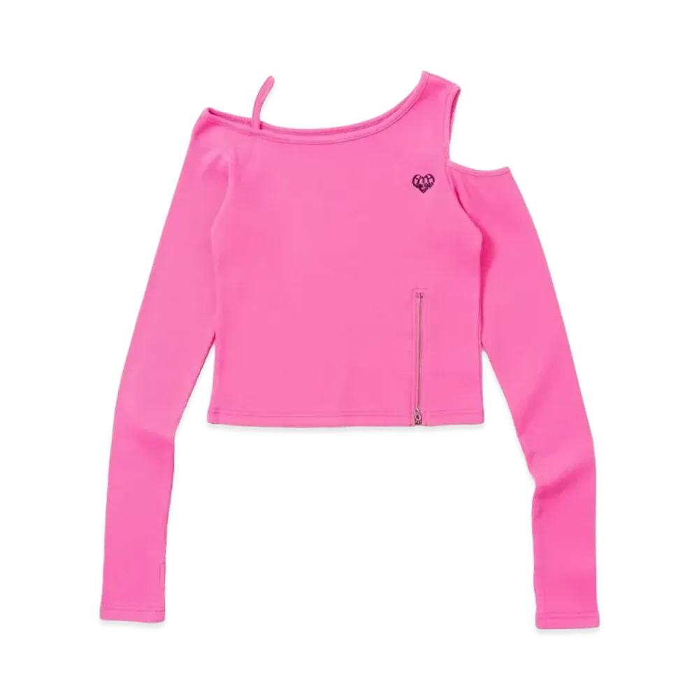 HTH rib shoulder long tee "PINK"