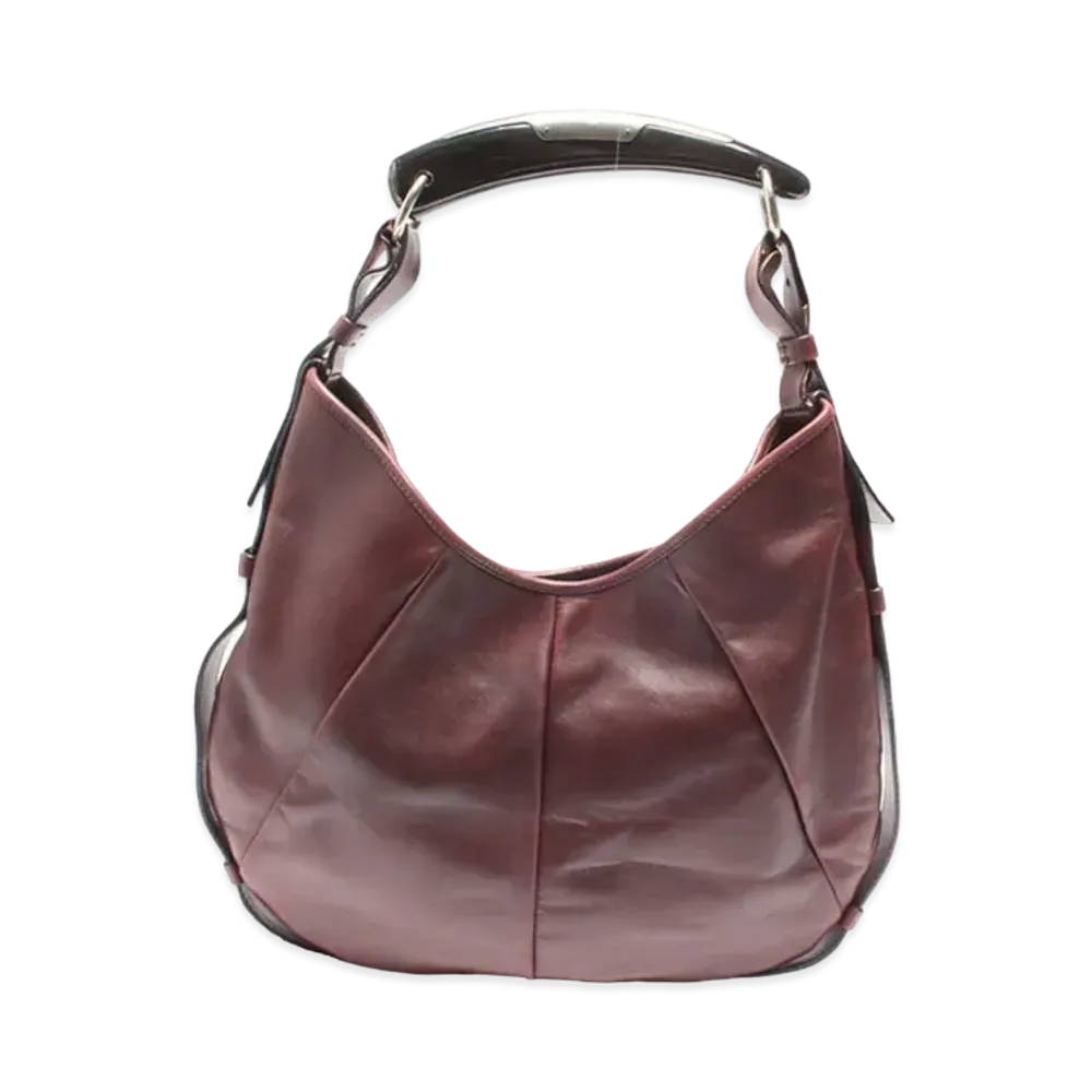 Saint Laurent Mombasa Leather One Shoulder Bag "Bordeaux"