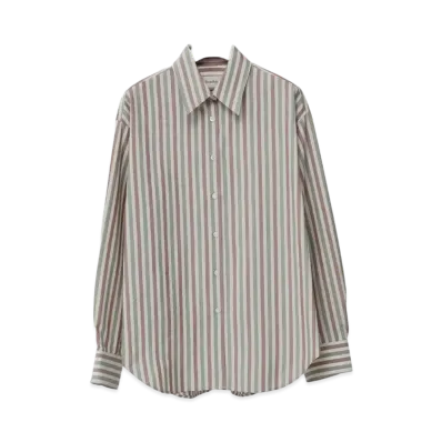 Ernie Palo Silk Cotton Stripe Shirt (femme) "Ivory"