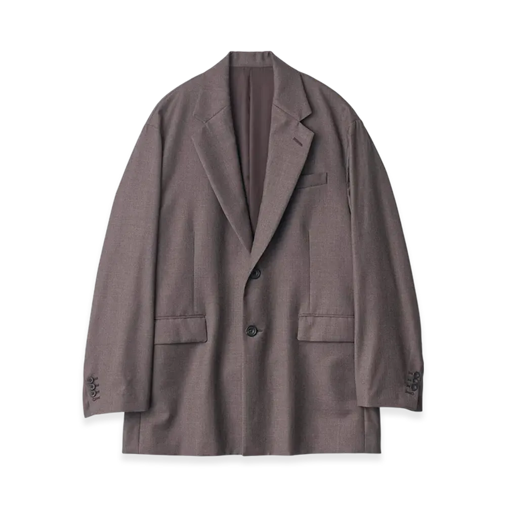ssstein Extra Fine Wool Oversized Single Breast Long Jacket "Brown Grey"