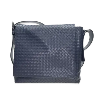 Bottega Veneta Lambskin Shoulder Bag "Dark Blue"