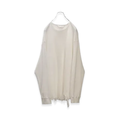 ANCELLM Damage Waffle Crew LS T-Shirt "White"