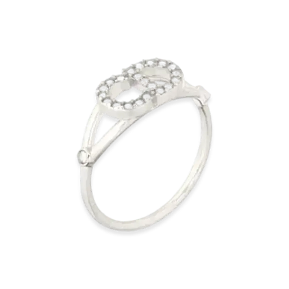 Dior Clair D Lune Ring Palladium-Finish Metal and White Crystals "Silver"
