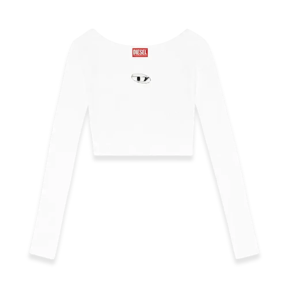 Diesel M-Vera-LS Off-The-Shoulder Top In Ribbed Knit "White"