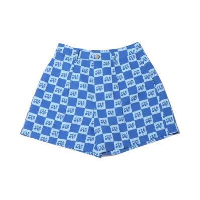 atmos pink Checkered Gala Shorts "Blue"