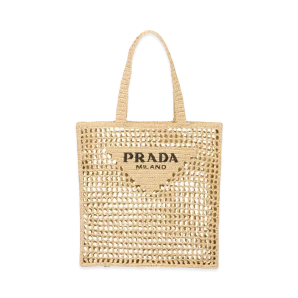 PRADA Crochet Tote Bag With Logo "Natural"