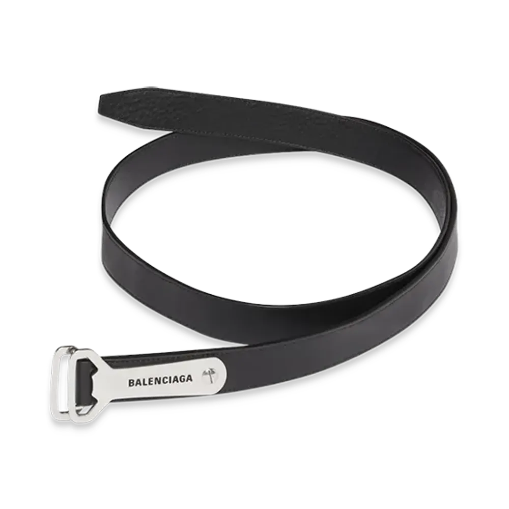 BALENCIAGA Bottle Opener D Ring Belt "Black"