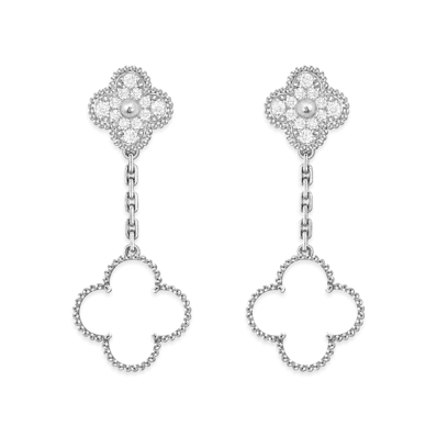 Van Cleef & Arpels Magic Alhambra earrings 2 motifs "18K White gold/Onyx/Diamond"