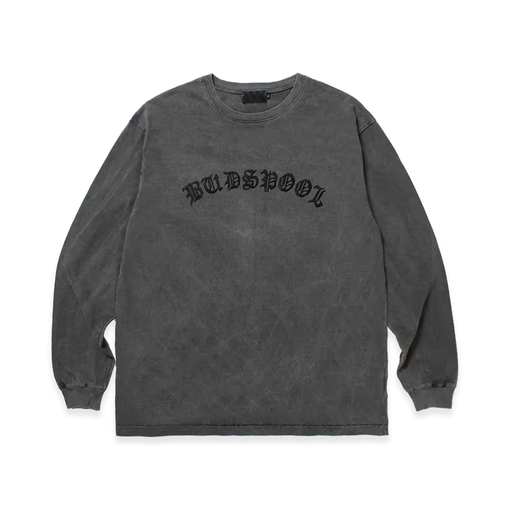 APHRODITEGANG Arch Logo Embroidery Garment Dye L/S Tee "Black/Black"