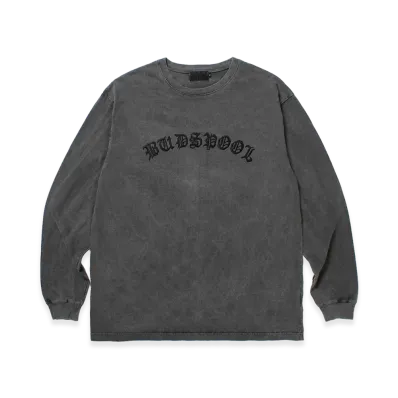 APHRODITEGANG Arch Logo Embroidery Garment Dye L/S Tee "Black/Black"