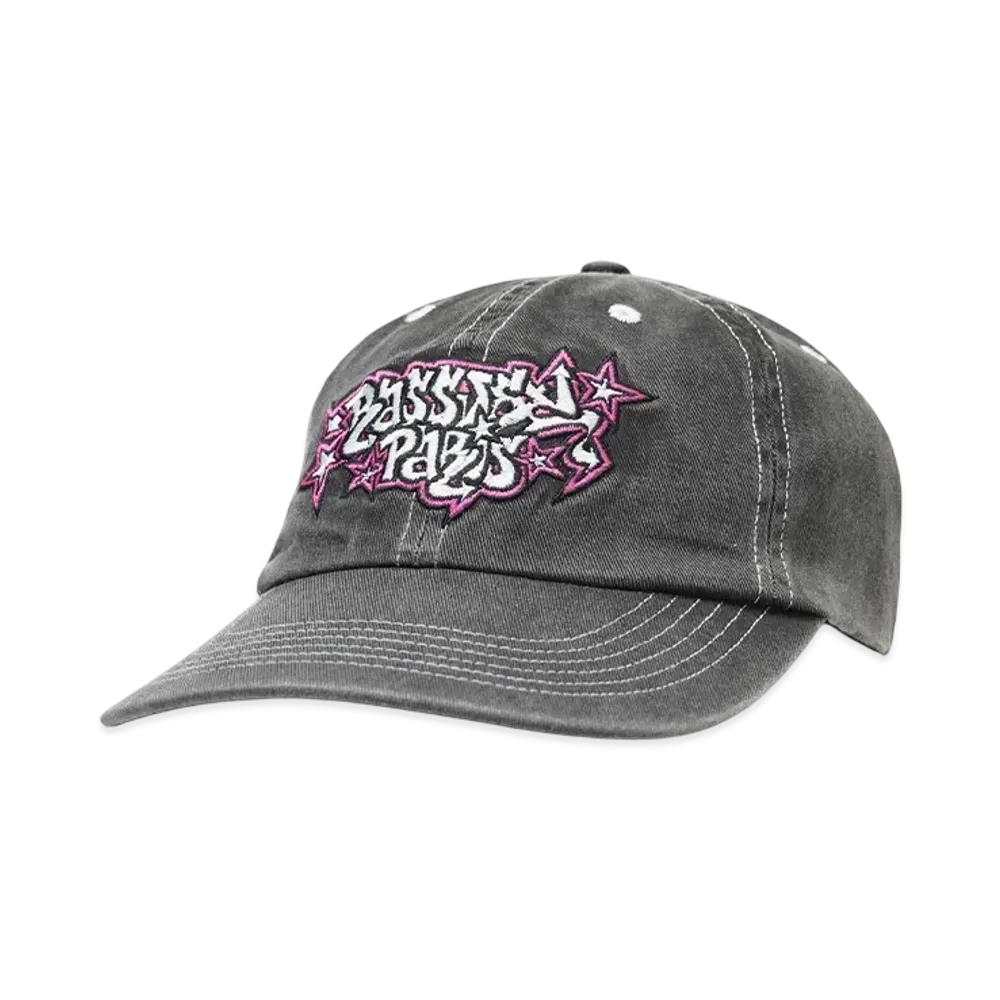 RASSVET MEN 6 PANEL CAP SAND BRUSHED TWILL WASHED WOVEN "BLACK"