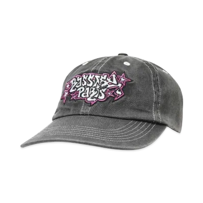 RASSVET MEN 6 PANEL CAP SAND BRUSHED TWILL WASHED WOVEN "BLACK"