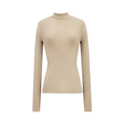 Saint Laurent Women's Top in Ribbed Silk
"Beige"
