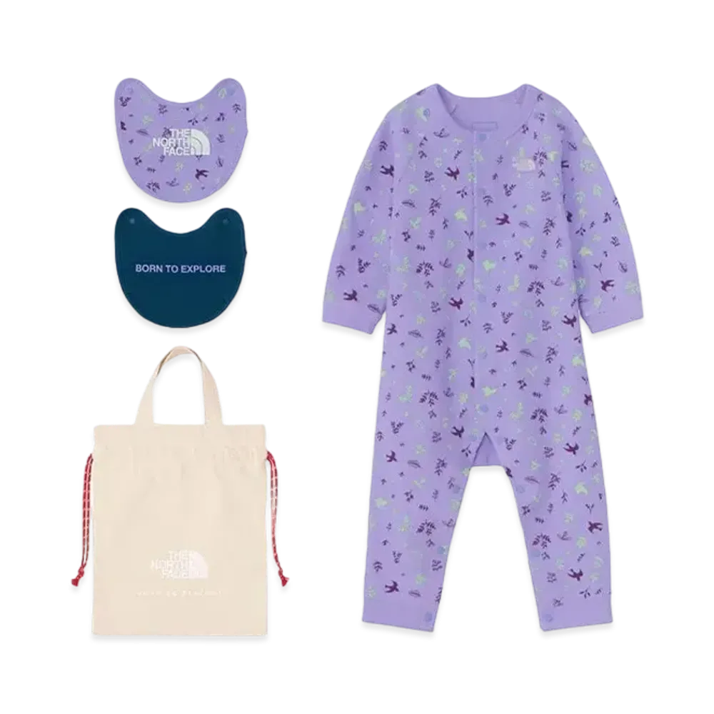 The North Face Baby Long Sleeve Romper & 2P Bib "Purple"