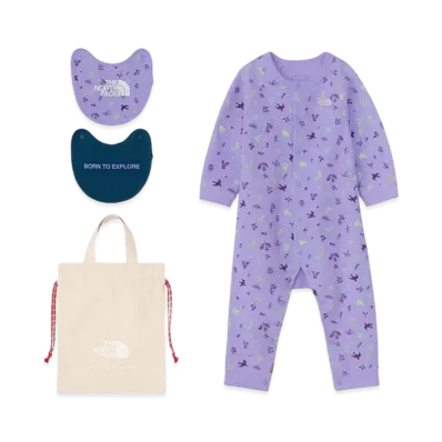 The North Face Baby Long Sleeve Romper & 2P Bib "Purple"