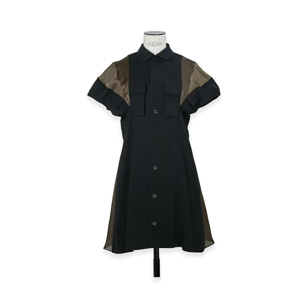 sacai Women's Wool Suiting Dress "Navy/Khaki"