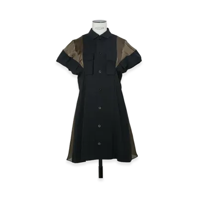 sacai Women's Wool Suiting Dress "Navy/Khaki"
